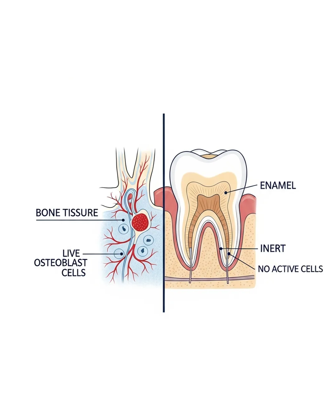 How Dentists Treat Fractured Teeth - Bone vs teeth biology comparison