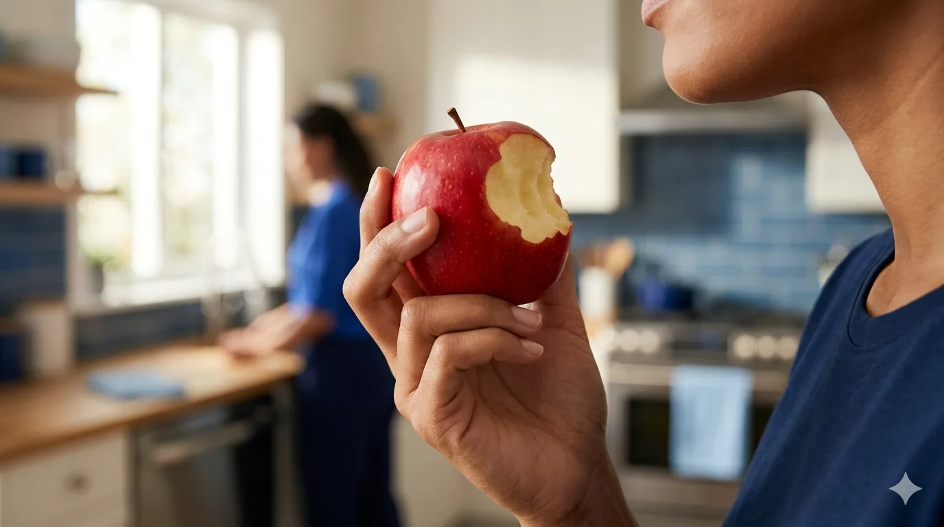 Tooth Pain When Chewing: Causes and Treatment - Chewing pain apple bite.