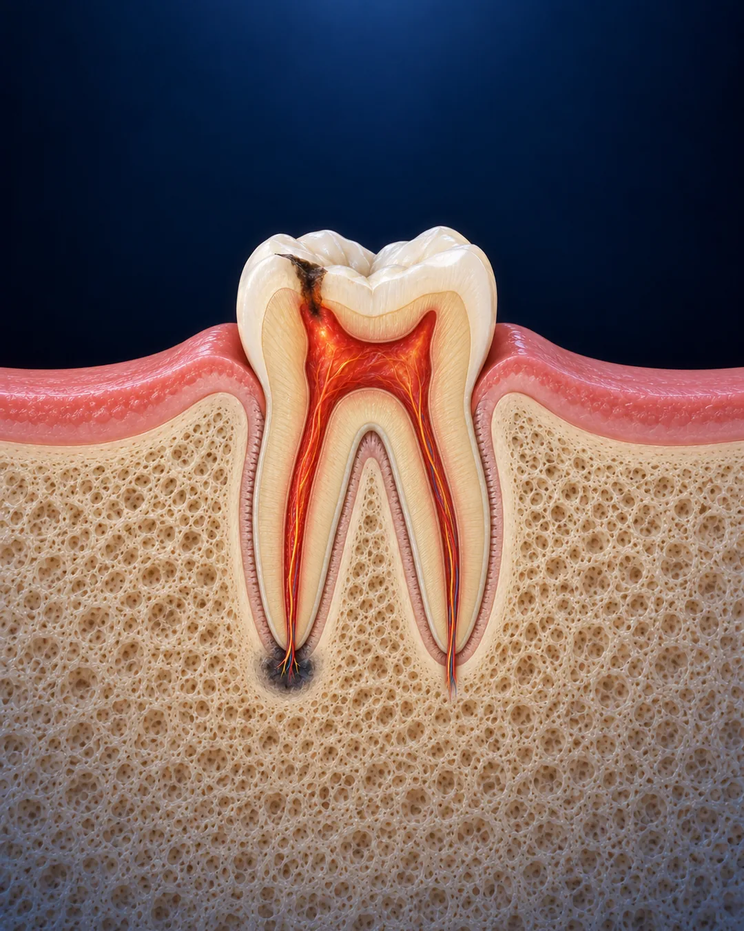 Why Early Treatment Prevents Tooth Loss - Abscess tooth root lesion clean